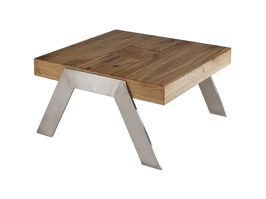 Sofatisch aus Wildeiche Massivholz Stahl