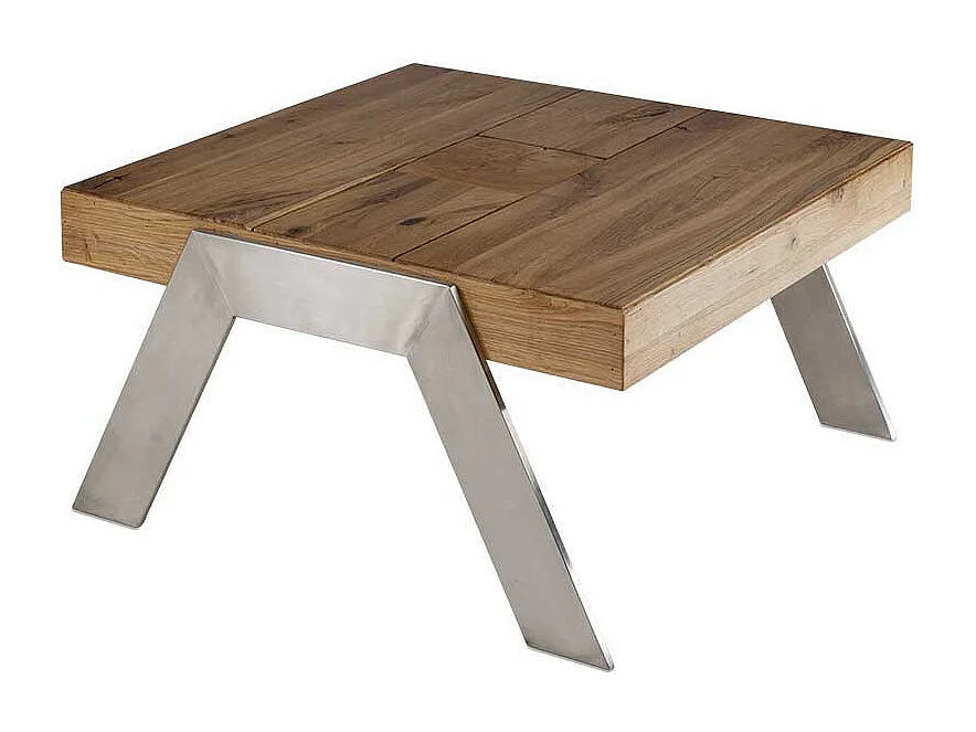 Sofatisch aus Wildeiche Massivholz Stahl