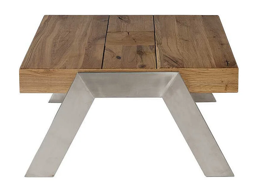 Sofatisch aus Wildeiche Massivholz Stahl