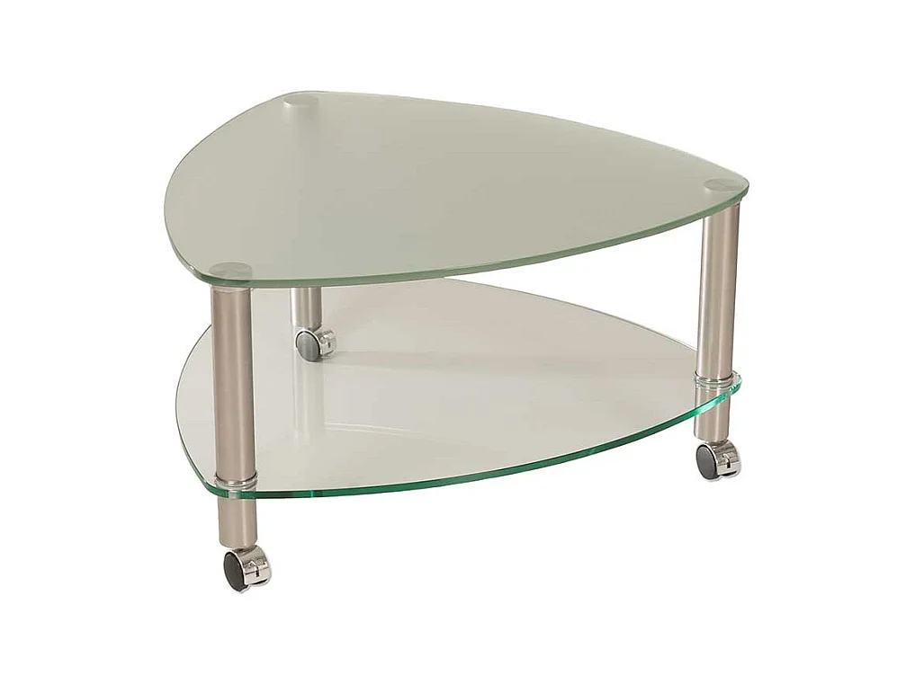 Wohnzimmer Couchtisch mit Glasplatte und Glas Ablage Rollen