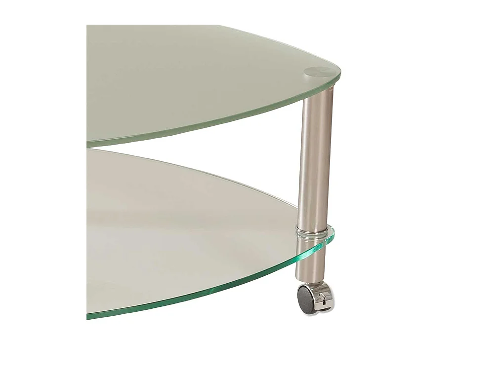 Wohnzimmer Couchtisch mit Glasplatte und Glas Ablage Rollen