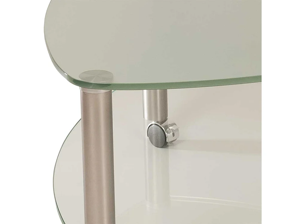 Wohnzimmer Couchtisch mit Glasplatte und Glas Ablage Rollen