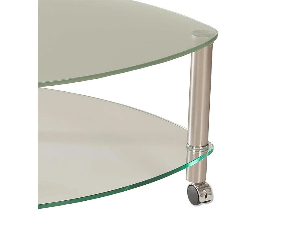 Wohnzimmer Couchtisch mit Glasplatte und Glas Ablage Rollen