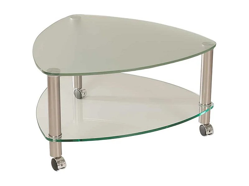 Wohnzimmer Couchtisch mit Glasplatte und Glas Ablage Rollen