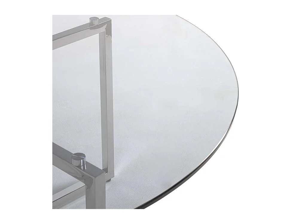 Runder Glastisch für Sofa Gestell Edelstahl