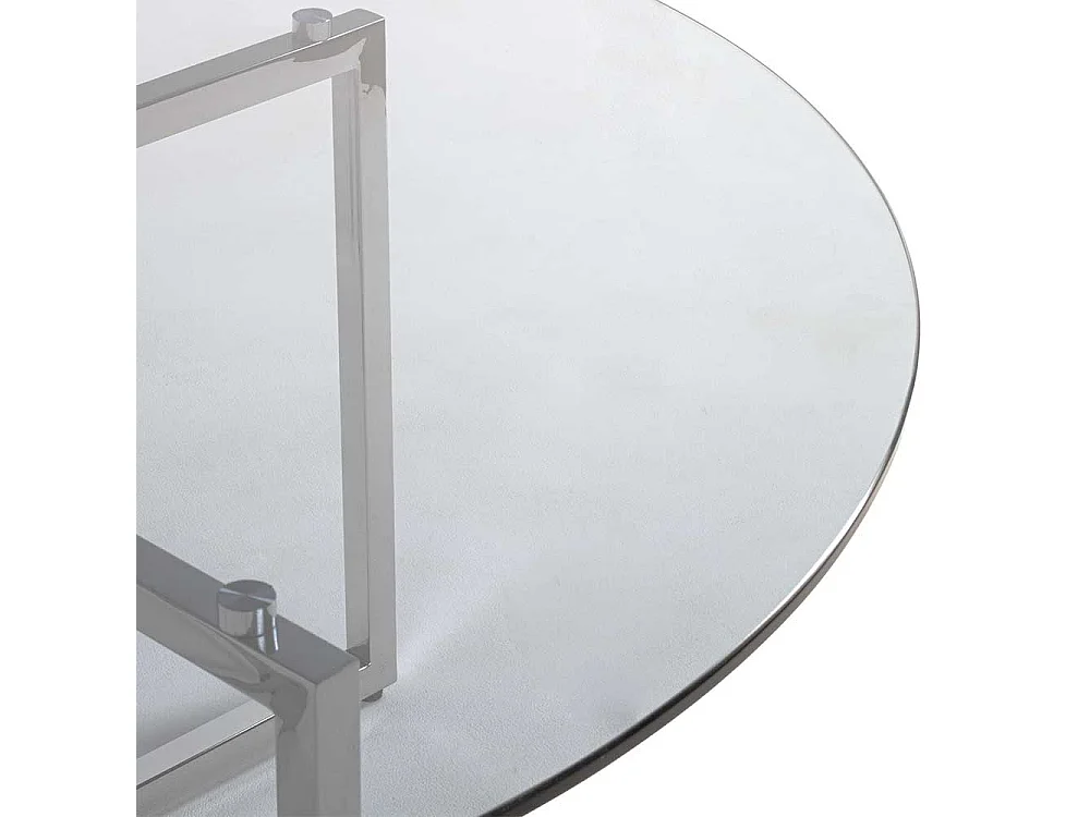Runder Glastisch für Sofa Gestell Edelstahl