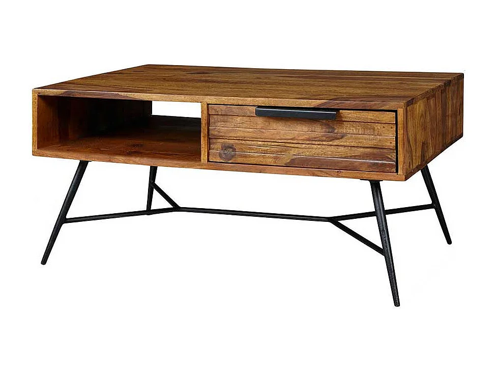Industry Couchtisch aus Sheesham Massivholz Eisen