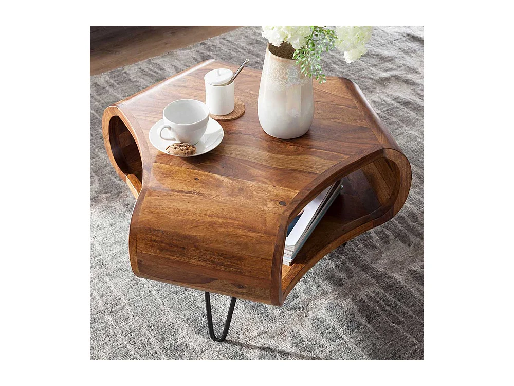 Design Couchtisch aus Sheesham Massivholz 60 cm breit