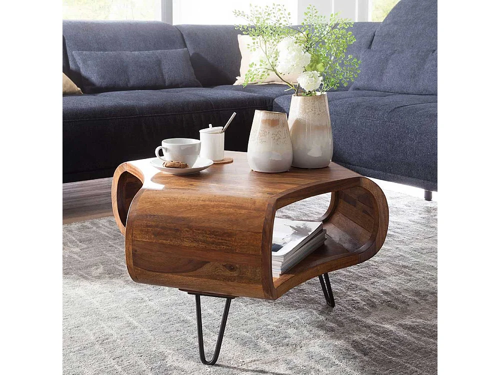 Design Couchtisch aus Sheesham Massivholz 60 cm breit