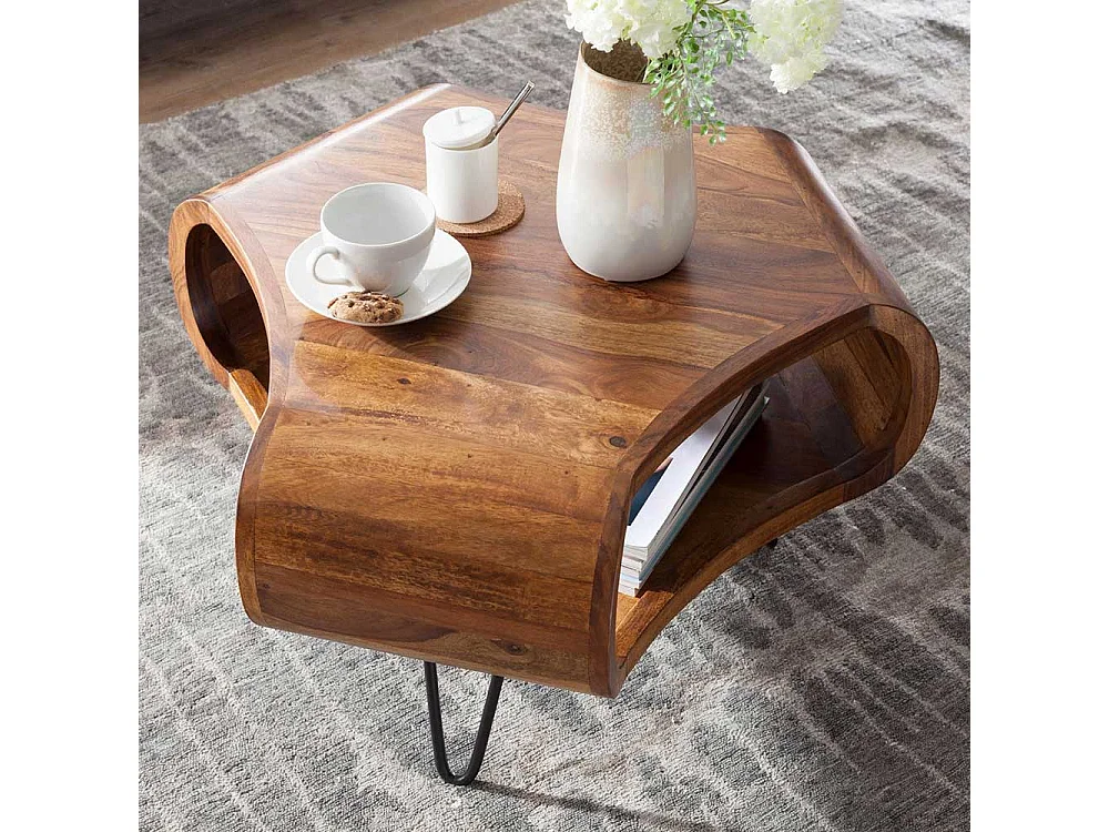 Design Couchtisch aus Sheesham Massivholz 60 cm breit