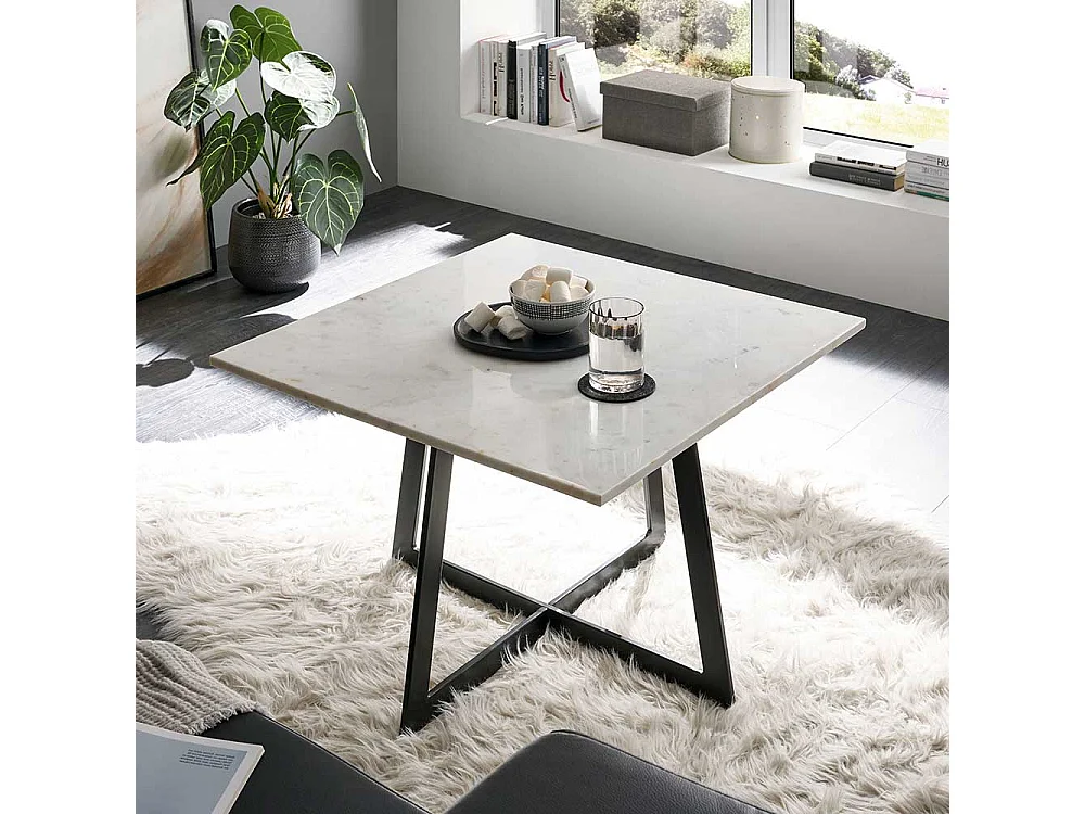 Salontisch mit quadratischer Tischplatte Marmor und Metall