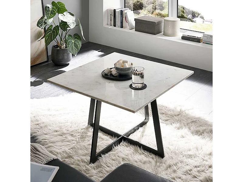 Salontisch mit quadratischer Tischplatte Marmor und Metall