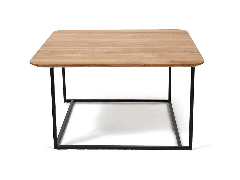 80x80 Wohnzimmertisch aus Wildeiche Massivholz Bügelgestell