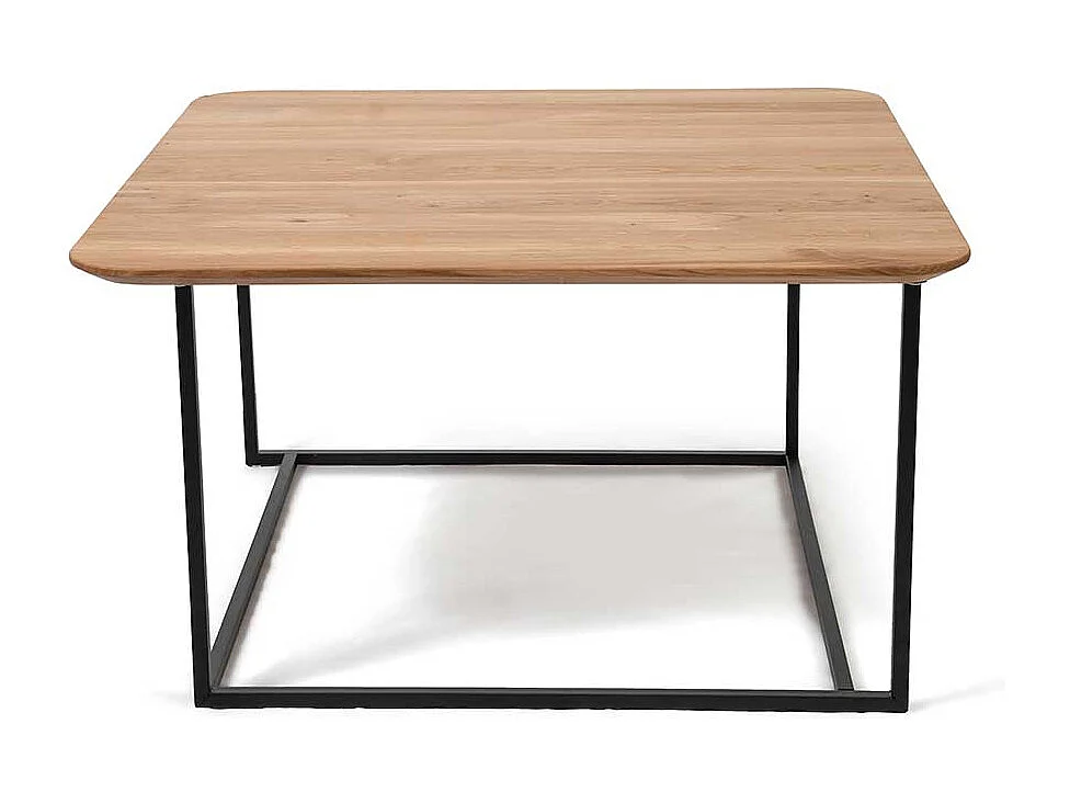 80x80 Wohnzimmertisch aus Wildeiche Massivholz Bügelgestell