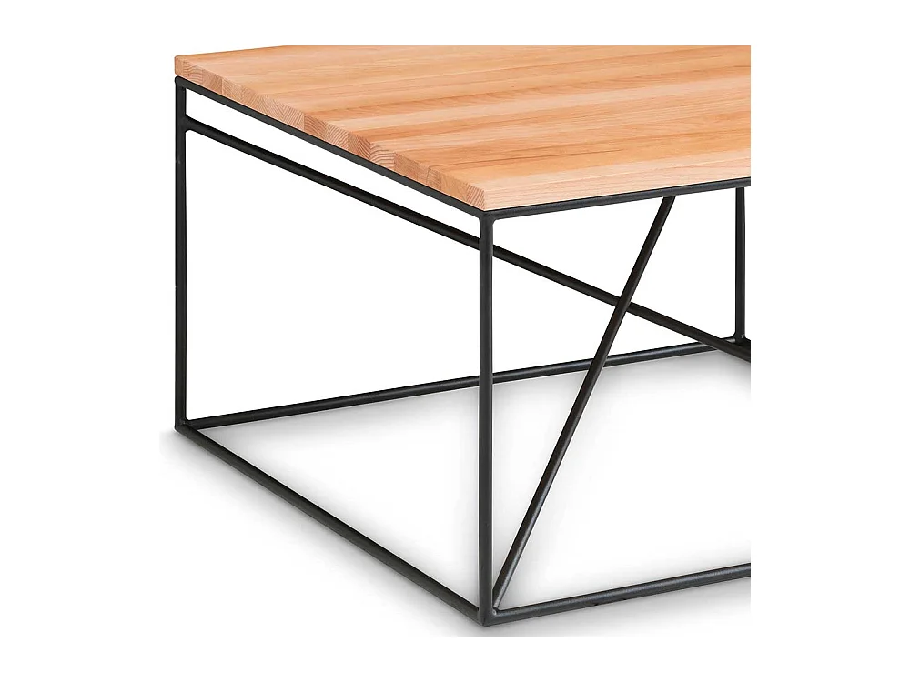 Wohnzimmer Couchtisch aus Kernbuche Massivholz Metall in Schwarz
