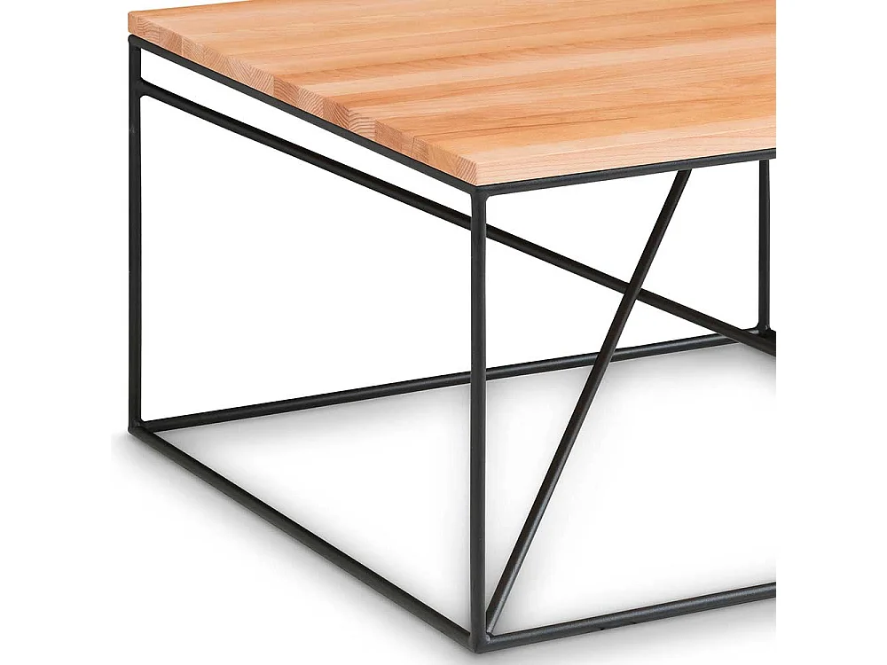 Wohnzimmer Couchtisch aus Kernbuche Massivholz Metall in Schwarz