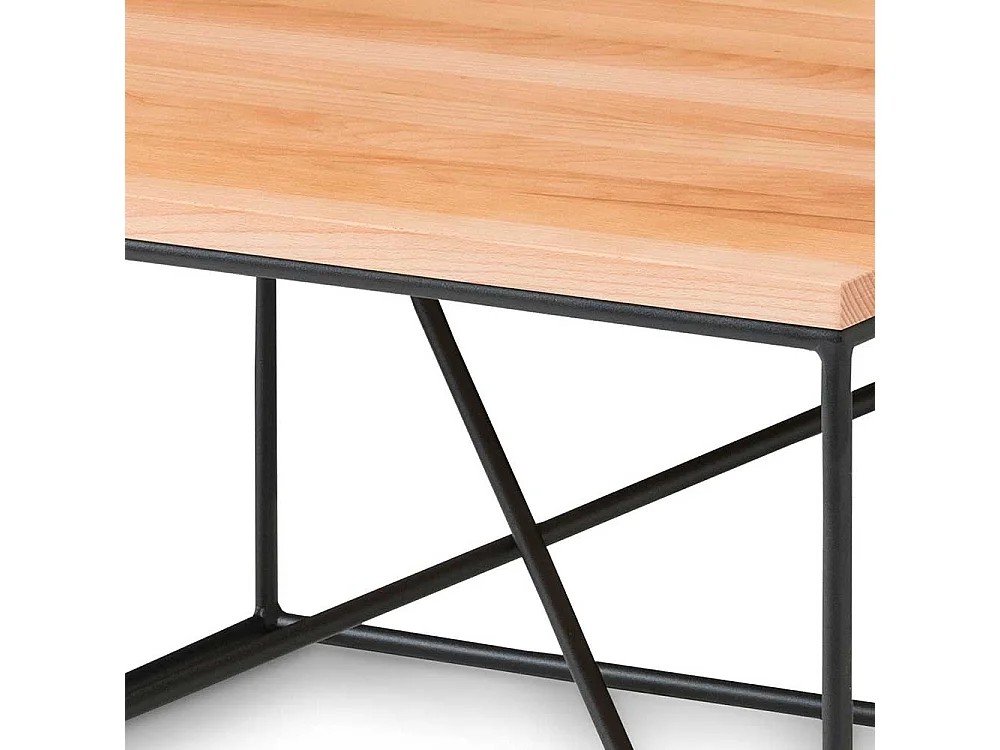 Wohnzimmer Couchtisch aus Kernbuche Massivholz Metall in Schwarz