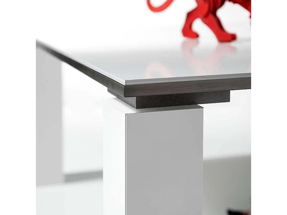 Hochglanz Couchtisch 76x76 cm in Weiß Rollen