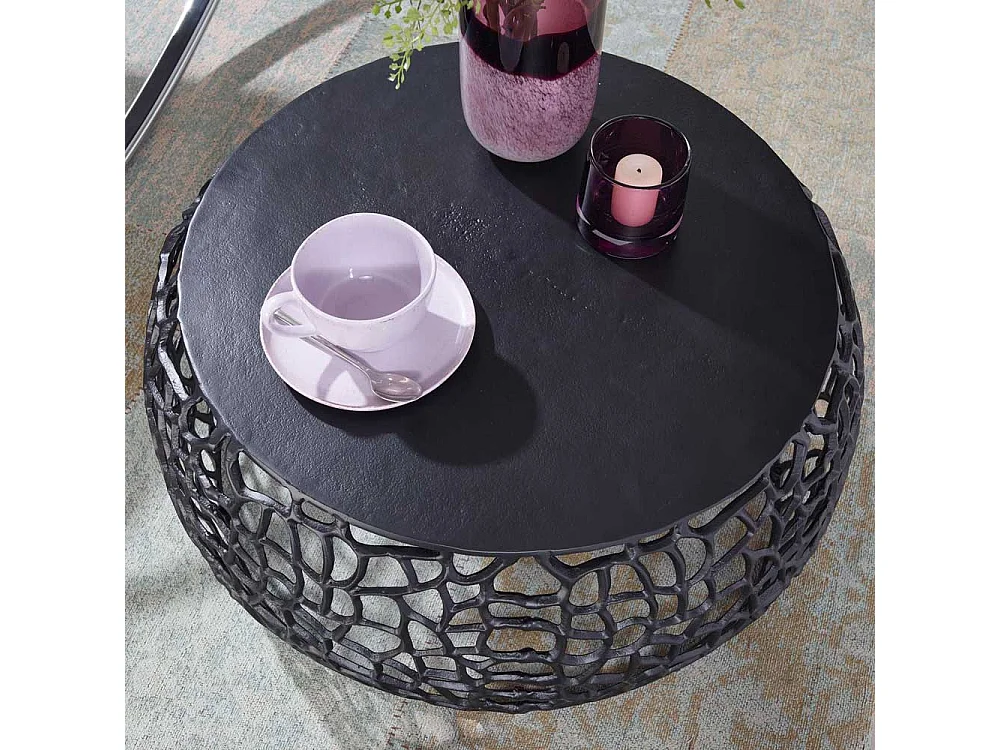 Couchtisch Metall Schwarz aus Aluminium 66 cm Durchmesser