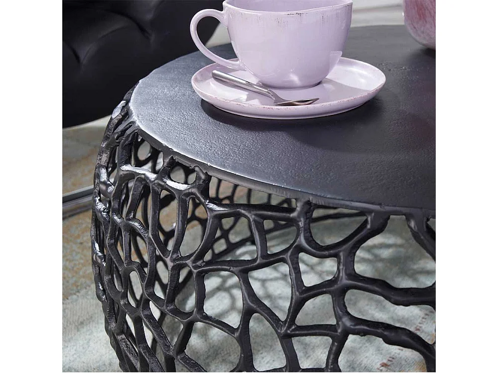 Couchtisch Metall Schwarz aus Aluminium 66 cm Durchmesser