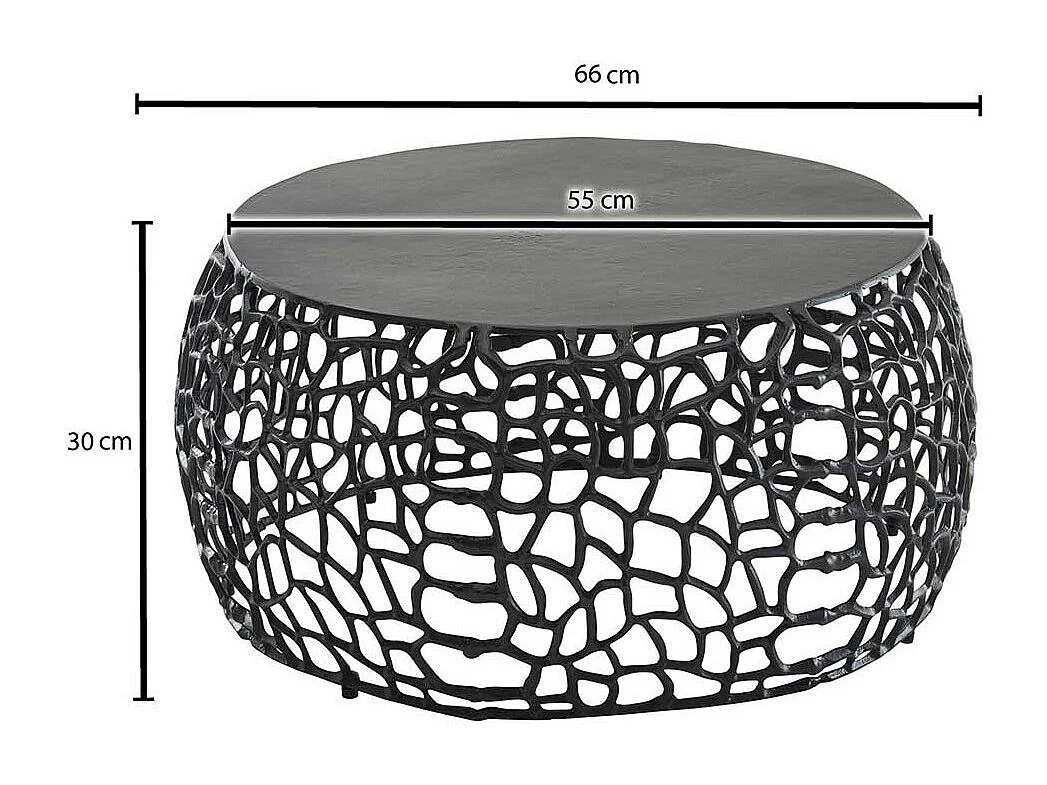 Couchtisch Metall Schwarz aus Aluminium 66 cm Durchmesser