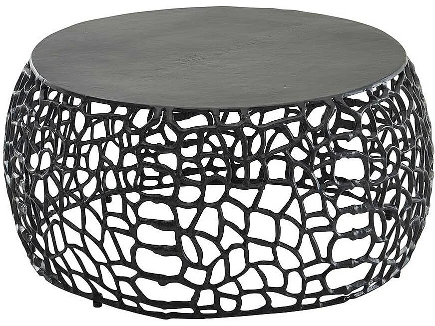Couchtisch Metall Schwarz aus Aluminium 66 cm Durchmesser