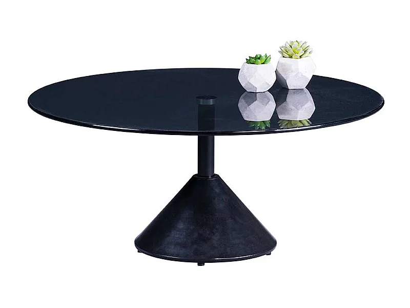 Schwarzer Salontisch aus Sicherheitsglas Metall
