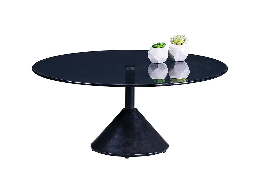 Schwarzer Salontisch aus Sicherheitsglas Metall