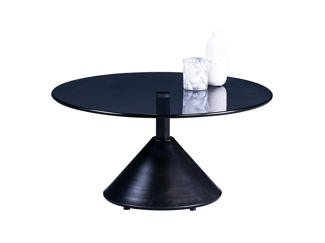 Schwarzer Salontisch aus Sicherheitsglas Metall
