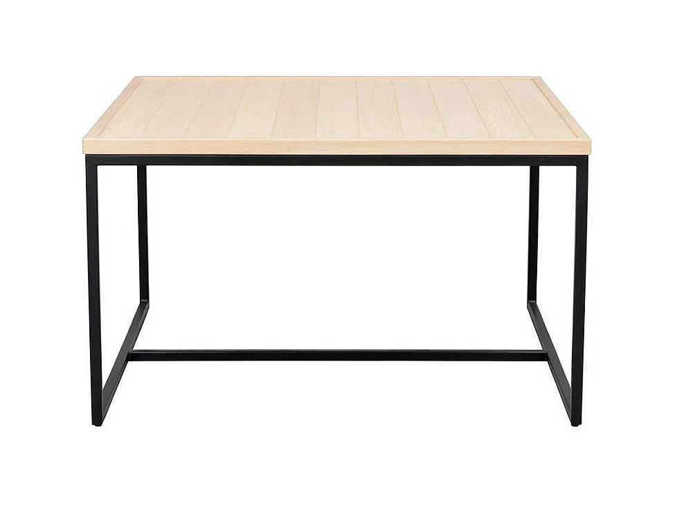 Quadratischer Sofatisch im Skandi Design Eiche White Wash und Schwarz