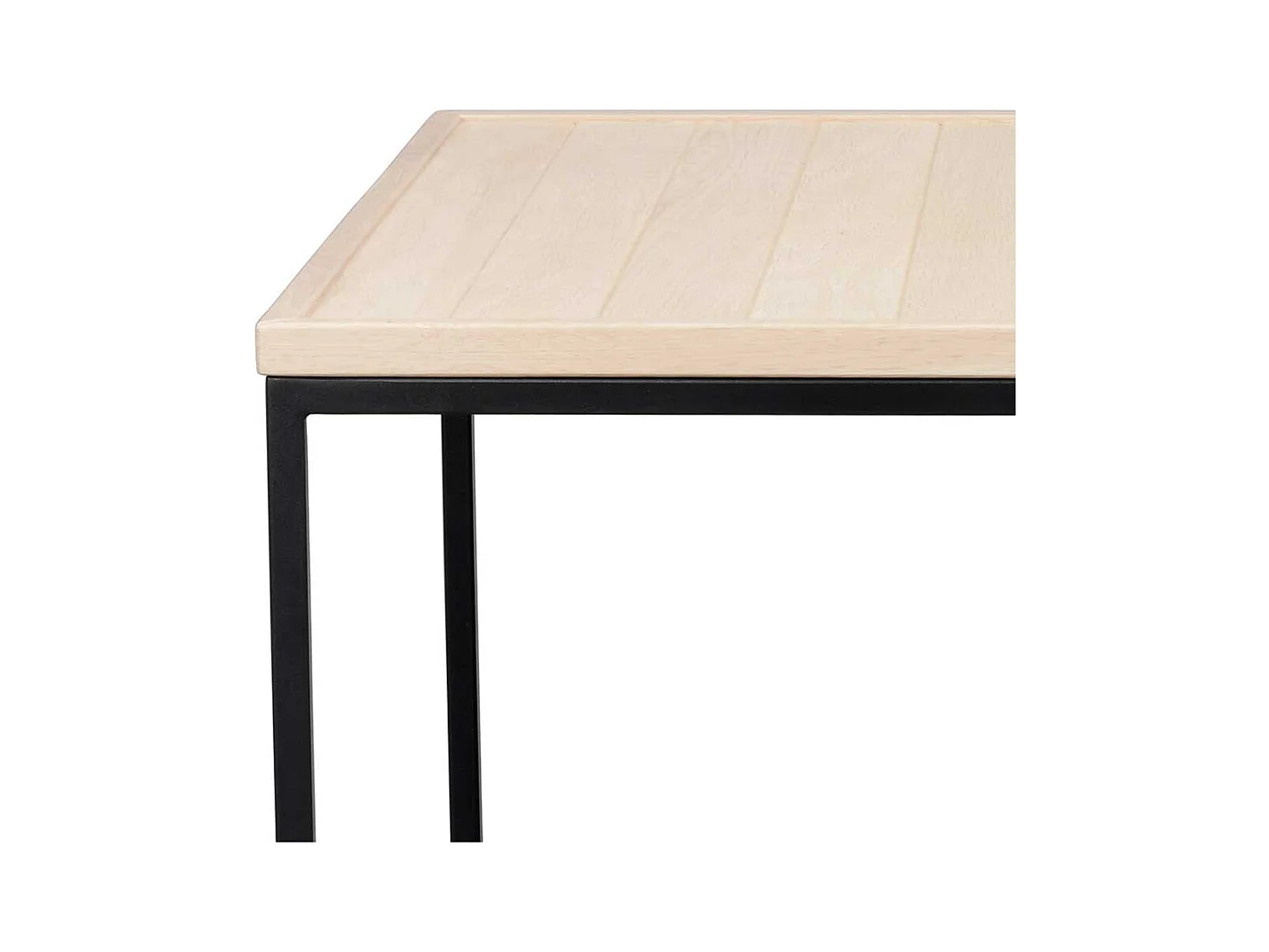 Quadratischer Sofatisch im Skandi Design Eiche White Wash und Schwarz