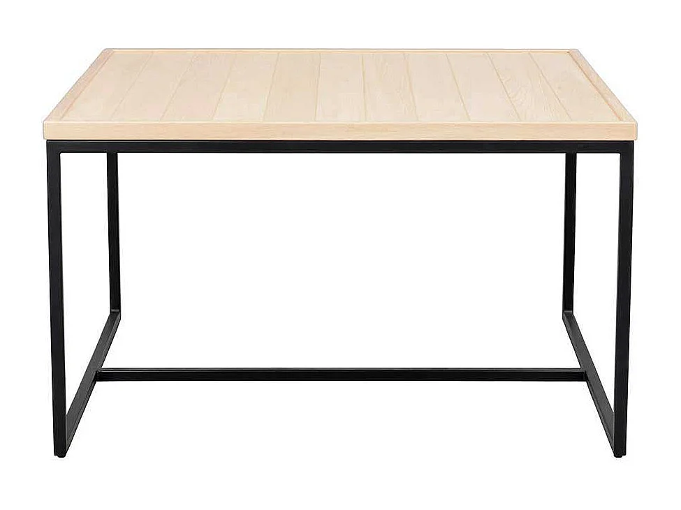 Quadratischer Sofatisch im Skandi Design Eiche White Wash und Schwarz