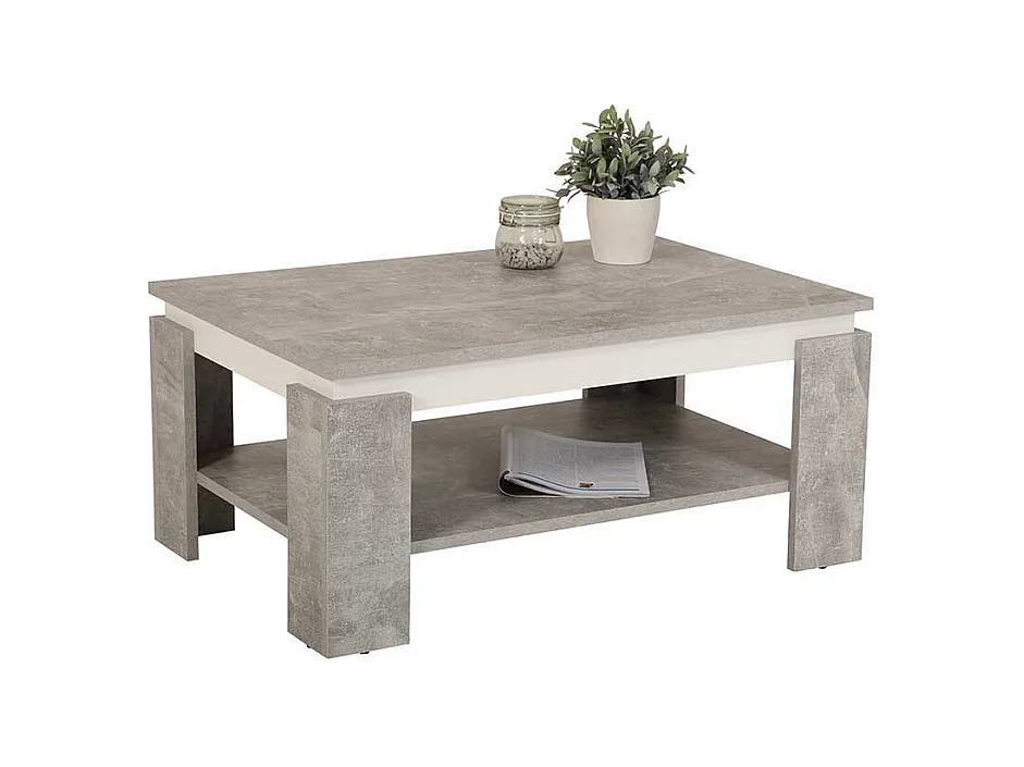 Sofatisch in Beton Grau und Weiß 90 cm breit