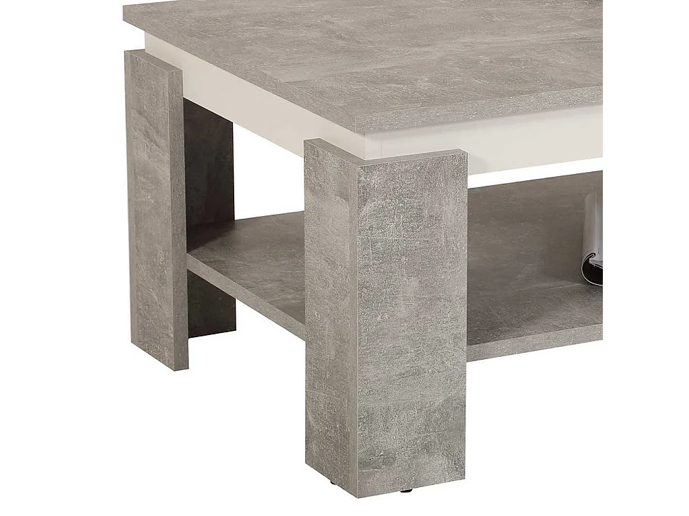 Sofatisch in Beton Grau und Weiß 90 cm breit