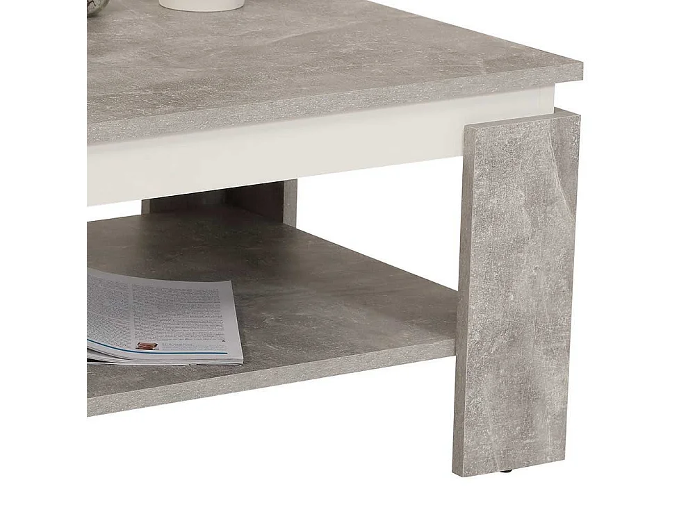 Sofatisch in Beton Grau und Weiß 90 cm breit