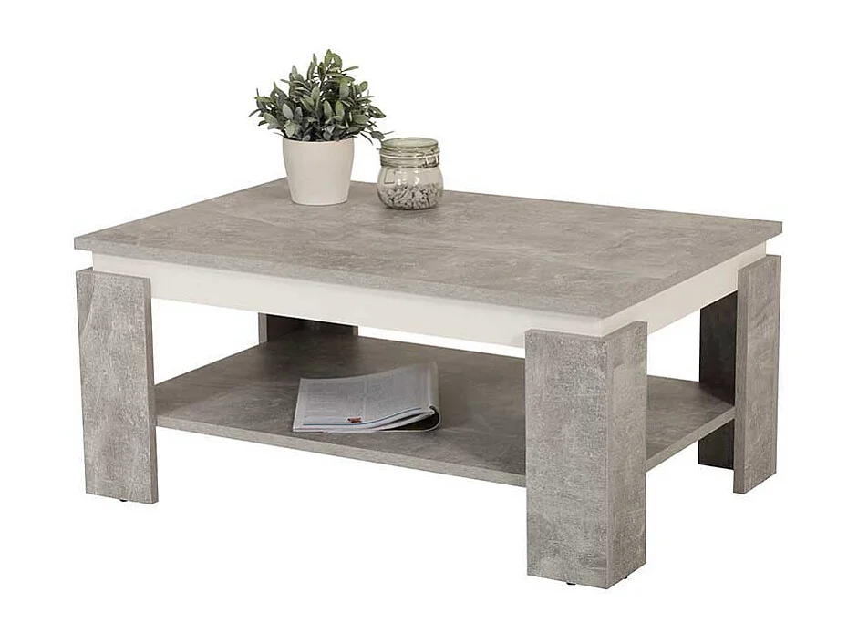 Sofatisch in Beton Grau und Weiß 90 cm breit