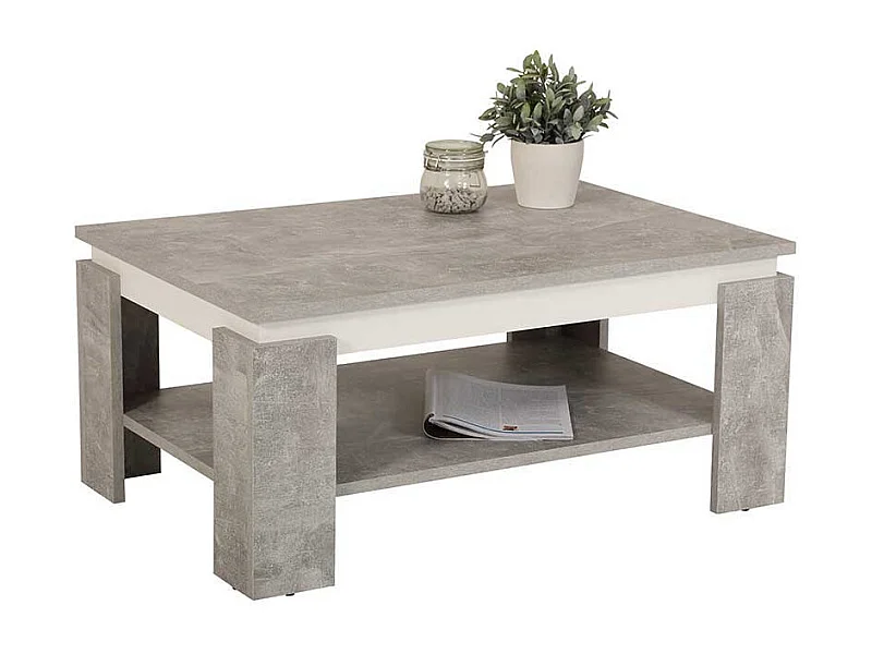 Sofatisch in Beton Grau und Weiß 90 cm breit