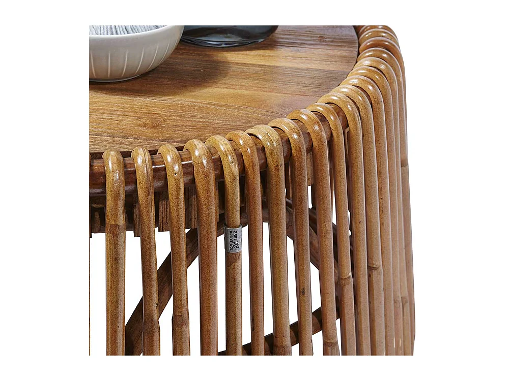 Couchtisch aus Rattan Teak Recyclingholz