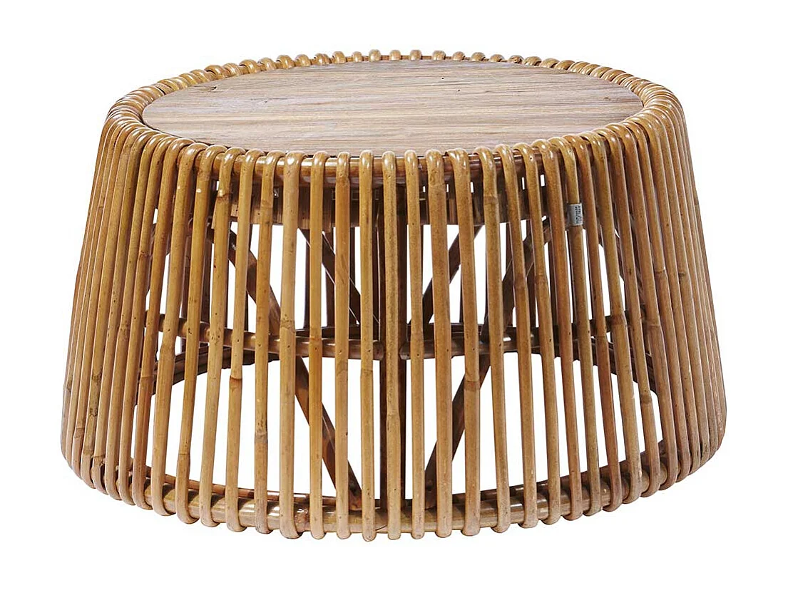 Couchtisch aus Rattan Teak Recyclingholz