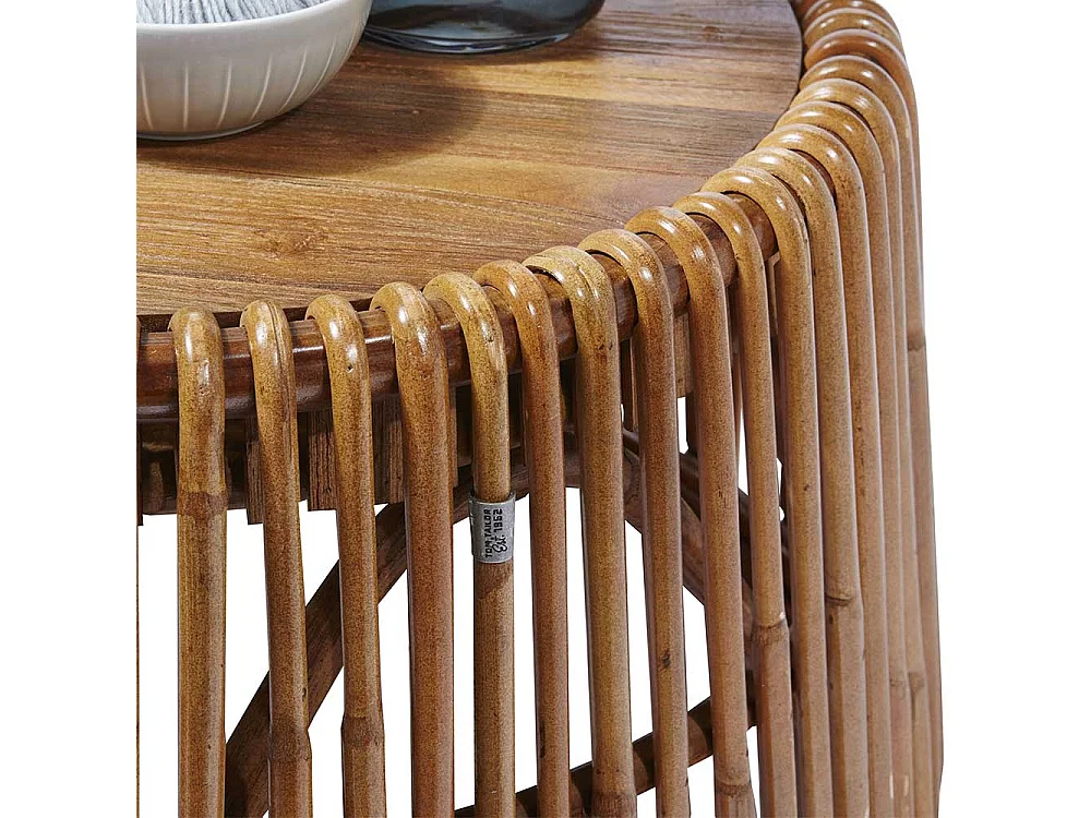 Couchtisch aus Rattan Teak Recyclingholz