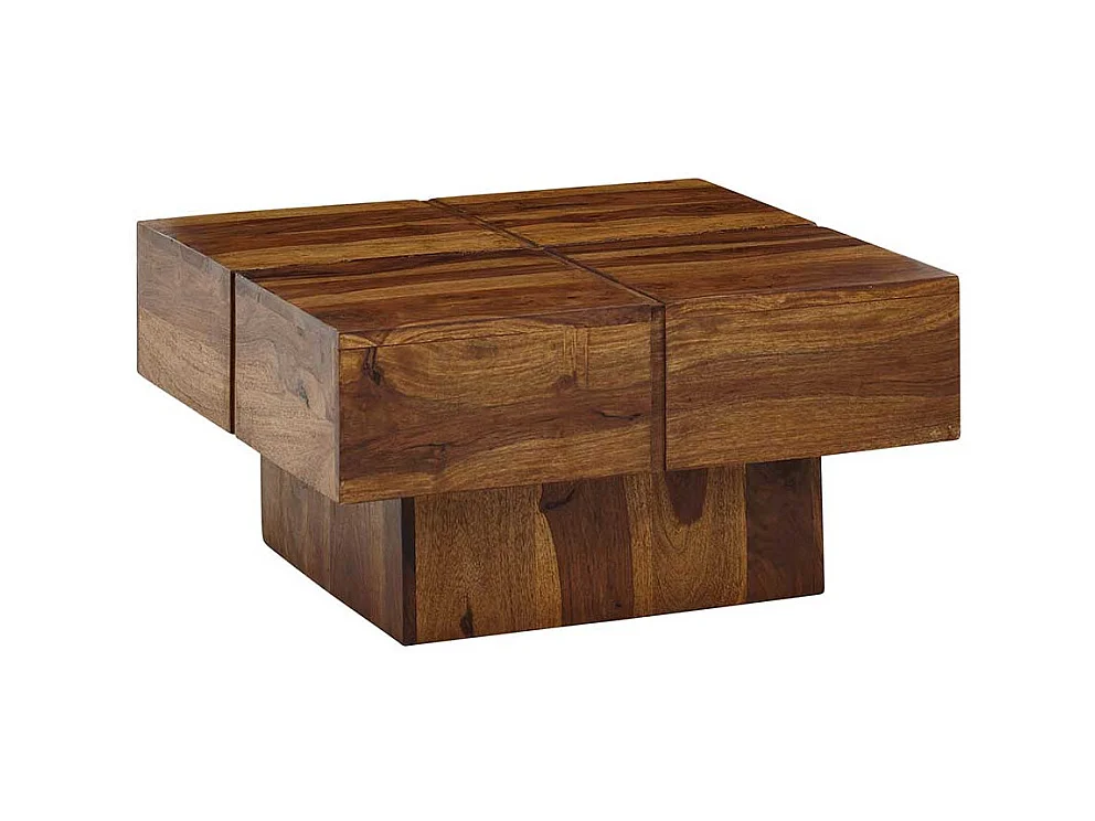 Massivholz Wohnzimmer Tisch mit quadratischer Tischplatte 30 cm hoch