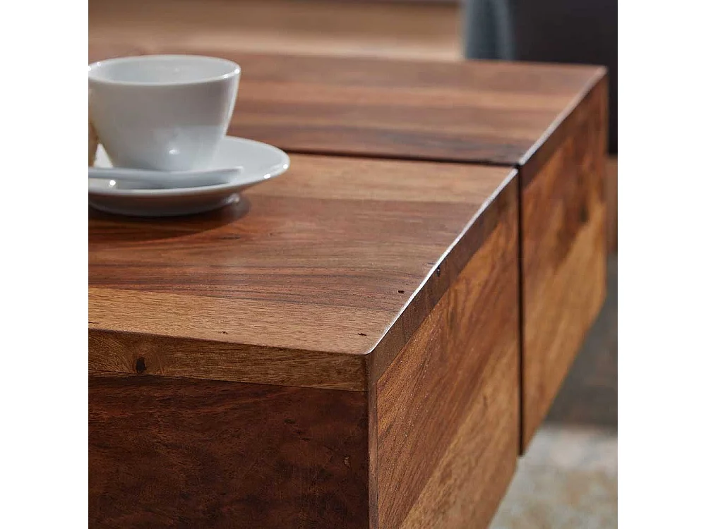 Massivholz Wohnzimmer Tisch mit quadratischer Tischplatte 30 cm hoch