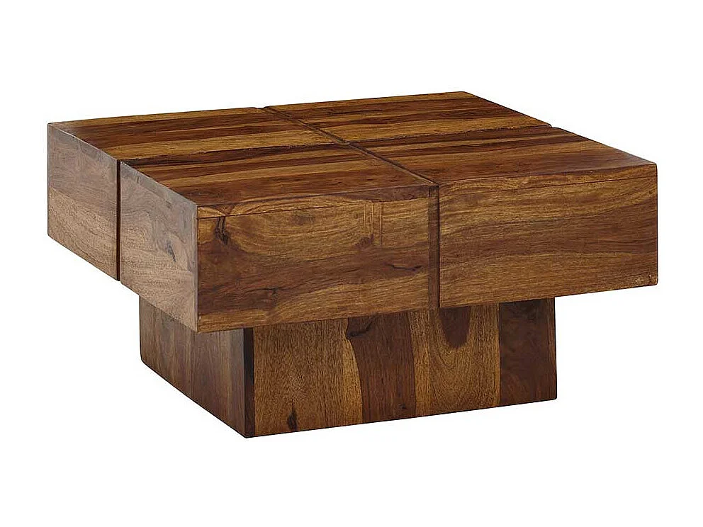 Massivholz Wohnzimmer Tisch mit quadratischer Tischplatte 30 cm hoch