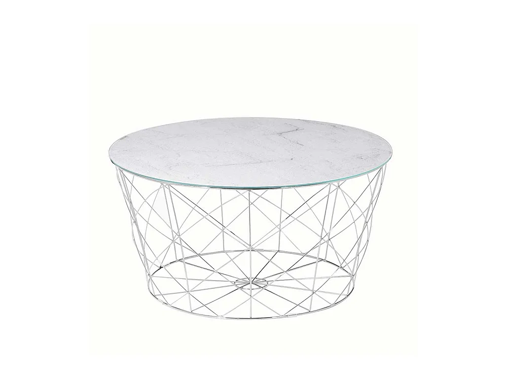 Wohnzimmertisch in Weiß und Chrom Drahtgestell