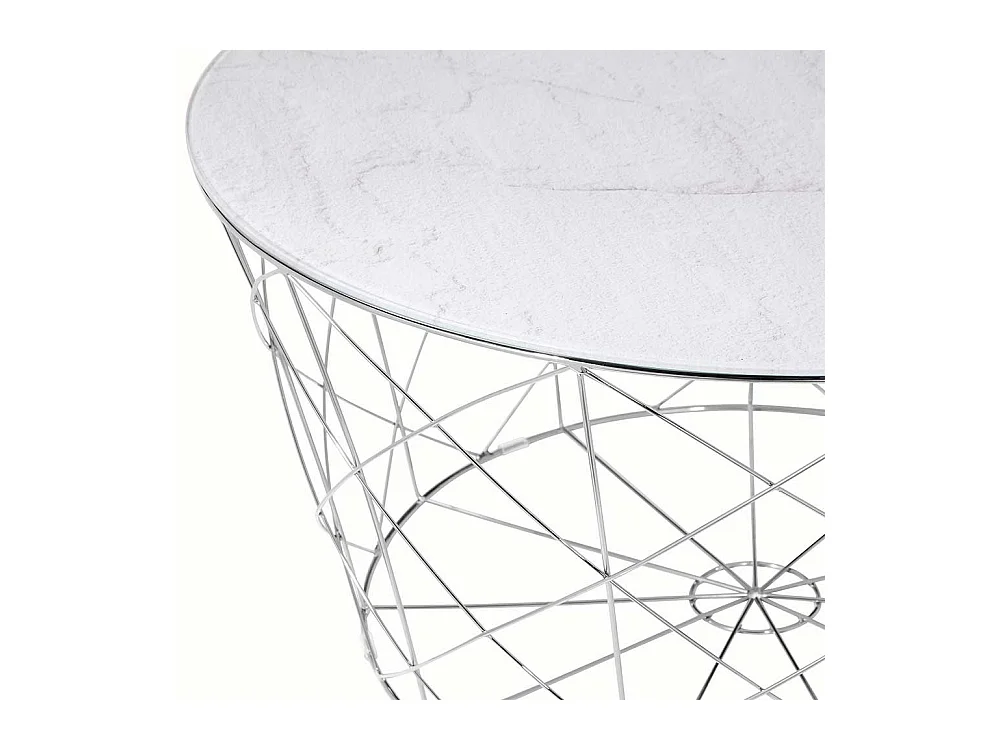 Wohnzimmertisch in Weiß und Chrom Drahtgestell