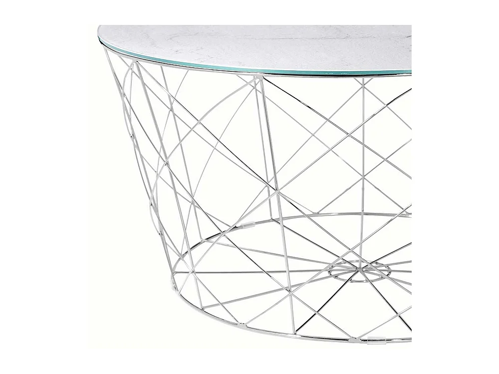 Wohnzimmertisch in Weiß und Chrom Drahtgestell