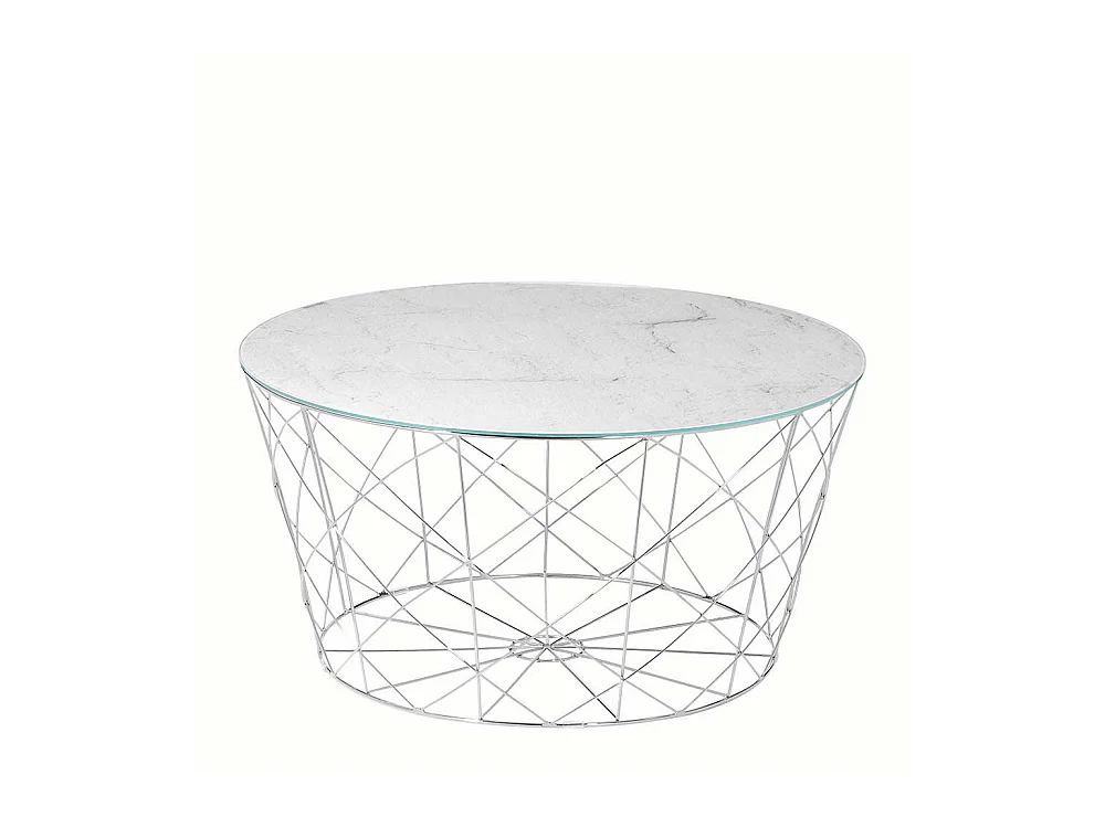 Wohnzimmertisch in Weiß und Chrom Drahtgestell