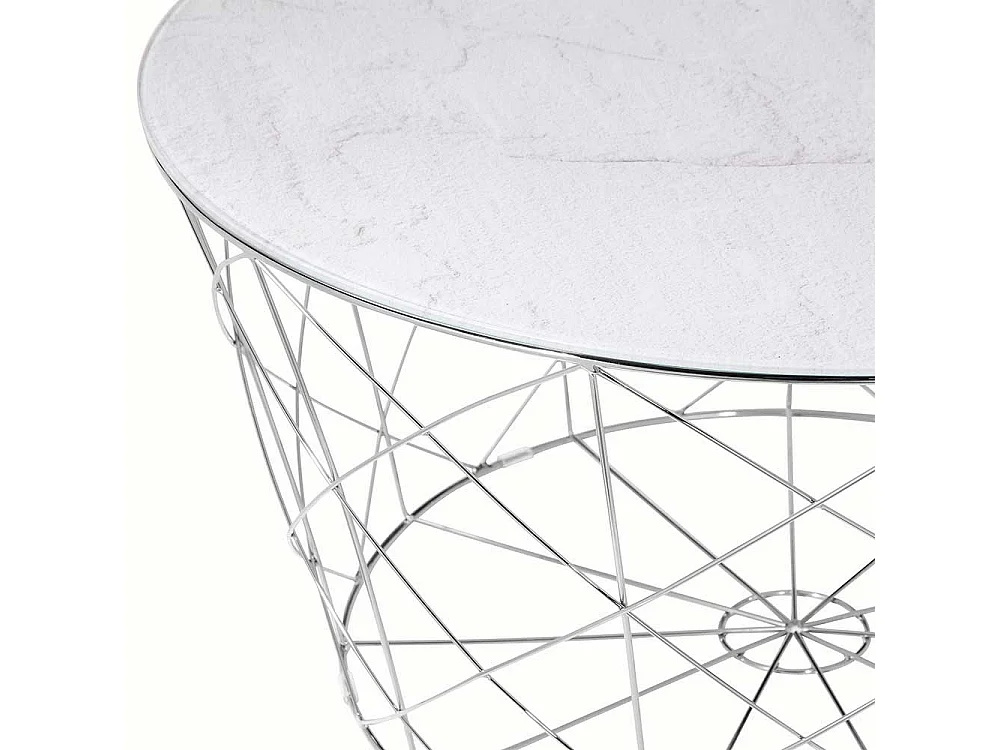 Wohnzimmertisch in Weiß und Chrom Drahtgestell