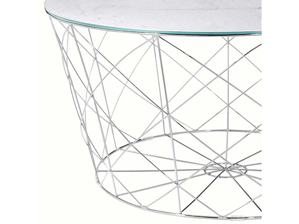 Wohnzimmertisch in Weiß und Chrom Drahtgestell