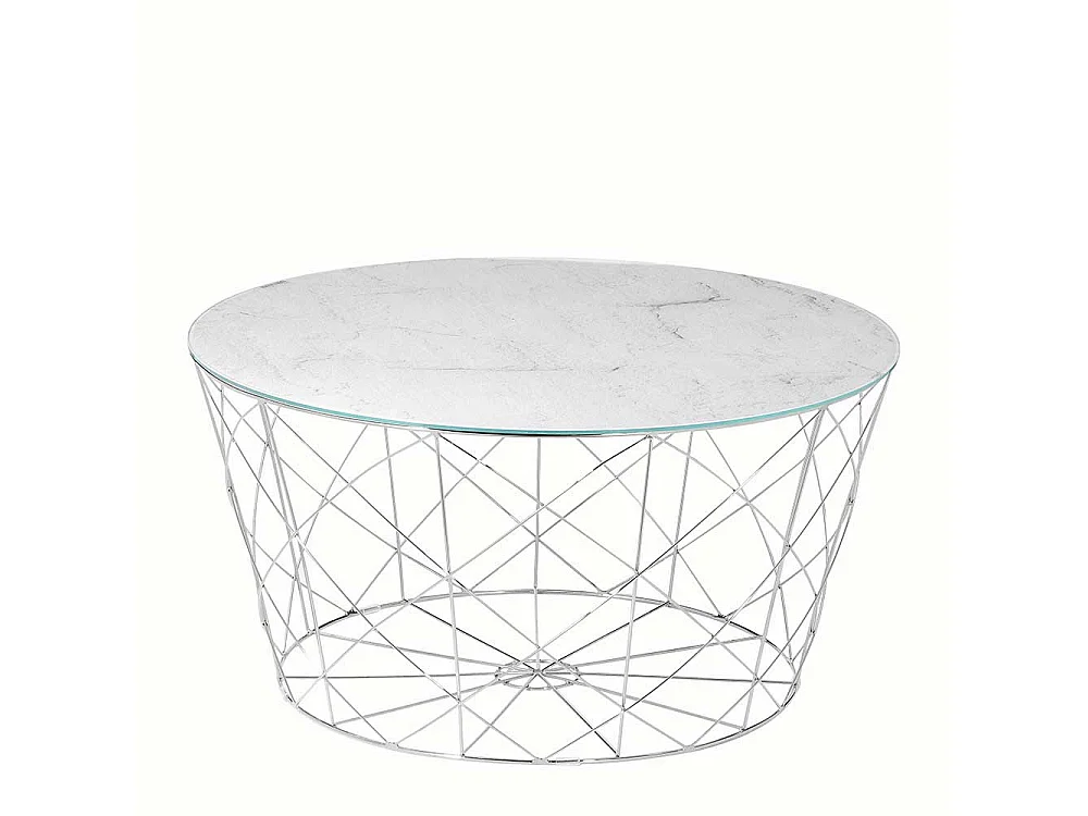 Wohnzimmertisch in Weiß und Chrom Drahtgestell